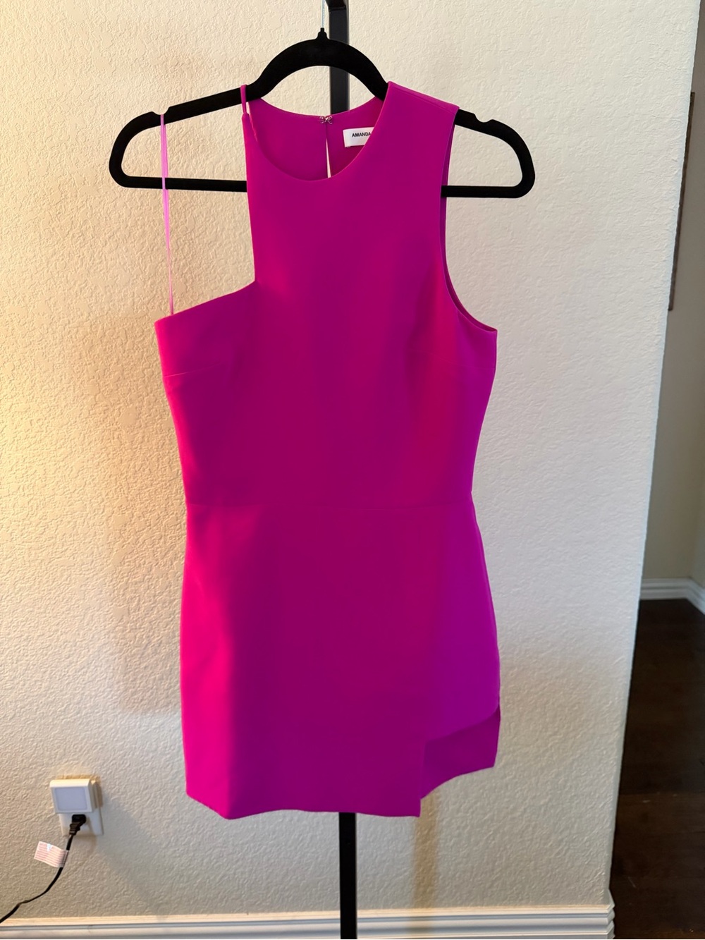 Amanda Uprichard Fuchsia One-Shoulder Mini Dress